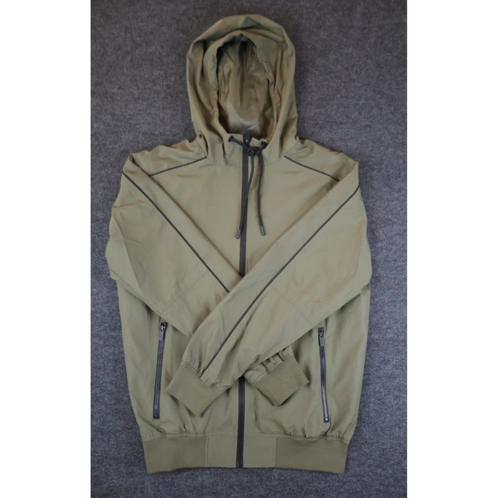 CSG Windbreaker Jacket Mens Large Olive Green Full Zip Hooded Lightweight NWT